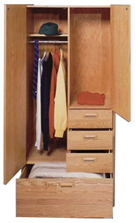 Nittany Wardrobe Chest w\/Double Door, 1 Large Bottom Drawer, 3 Drawers on Right Side, Interior Shelf & Clothes Rod